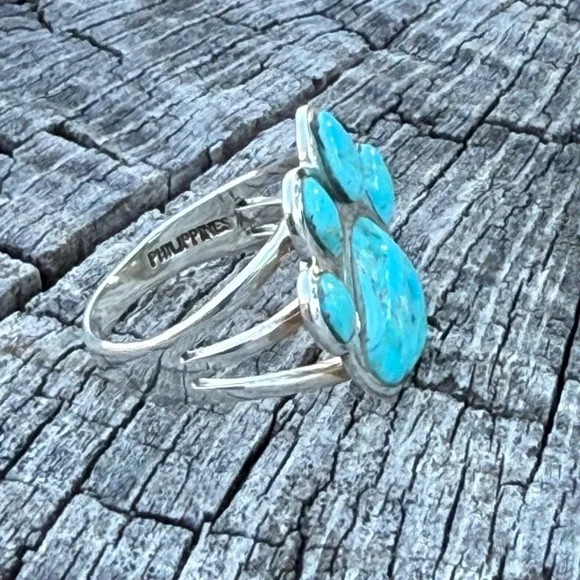 SS Turquoise Paw Print Ring - Picture 2 of 4